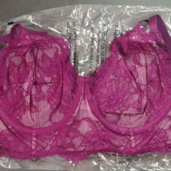 Torrid Plum Caspia Dot Lace Longline Underwire Bra Plussize 1X NWT - Picture 3 of 8